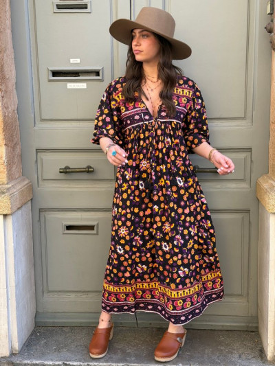 Robe AGATHA noir & violet 2