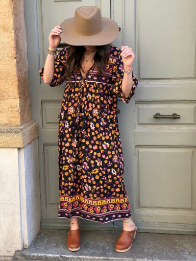 Robe AGATHA noir & violet