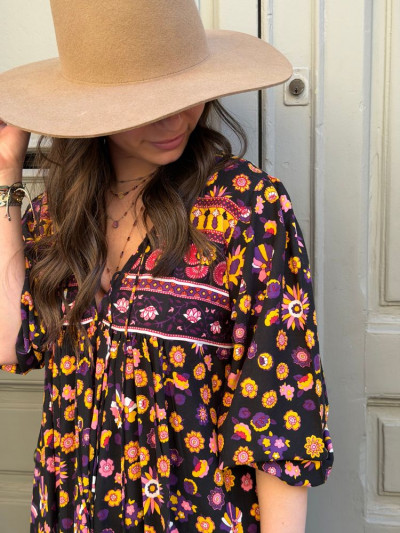 Robe AGATHA noir & violet