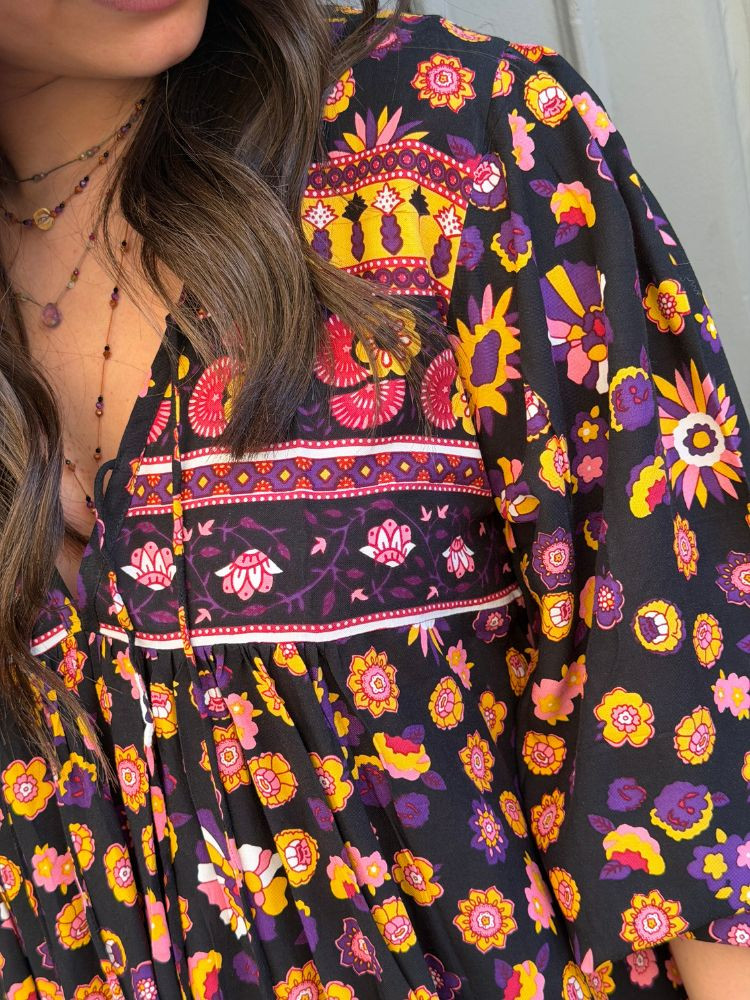 Robe AGATHA noir & violet