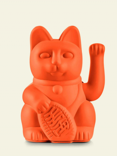 Chat chanceux neon orange