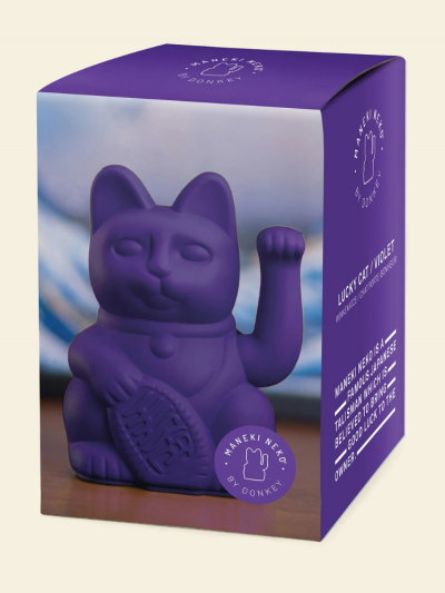 Chat chanceux violet