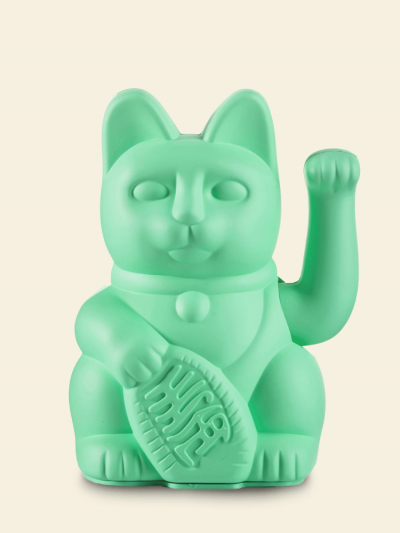 Chat chanceux vert menthe