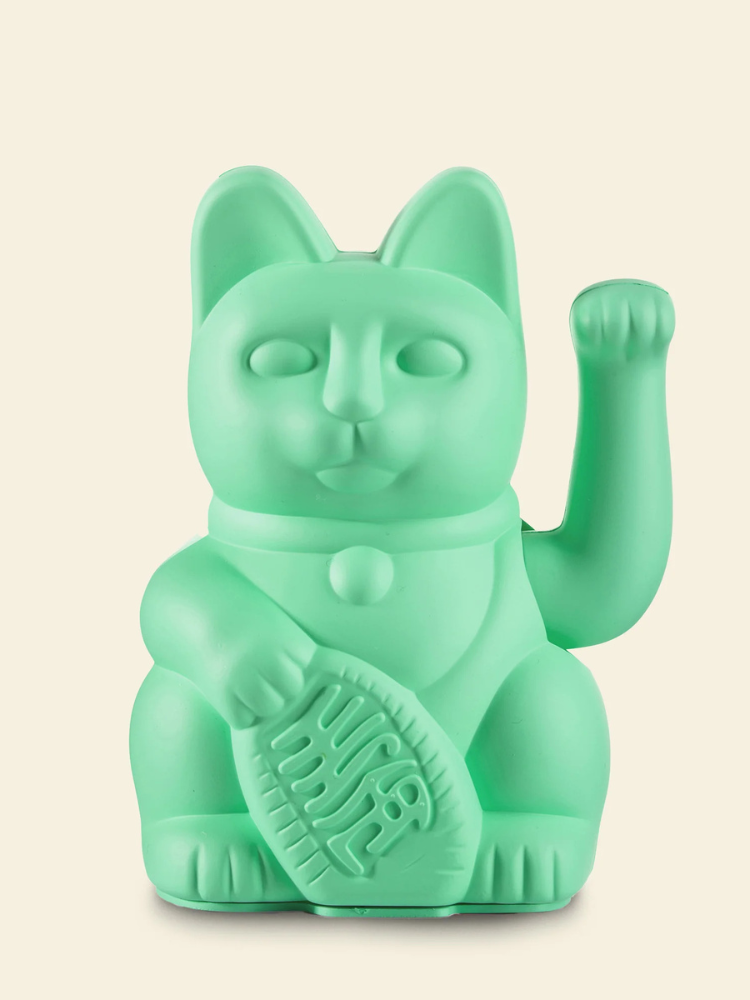 Chat chanceux vert menthe