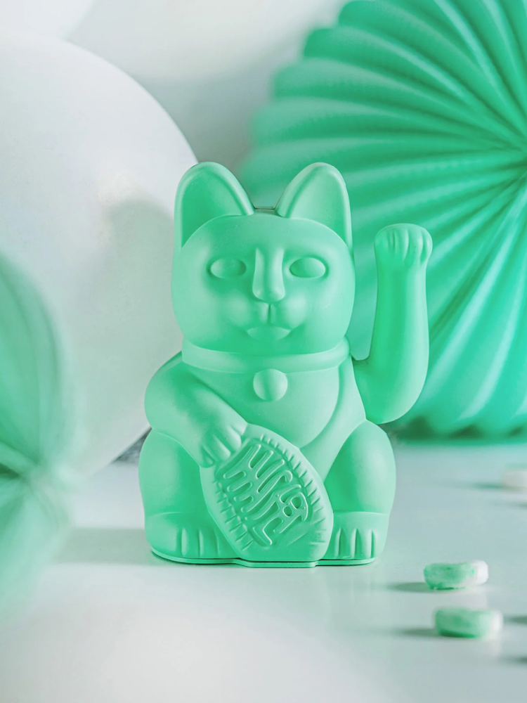 Chat chanceux vert menthe