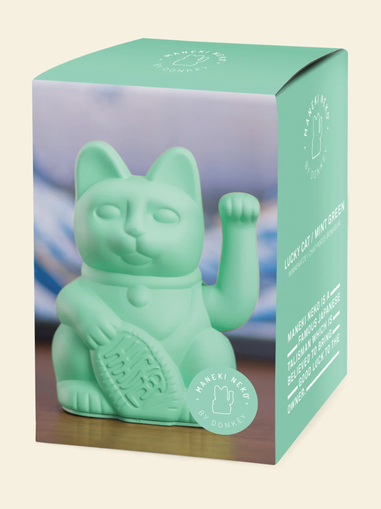Chat chanceux vert menthe