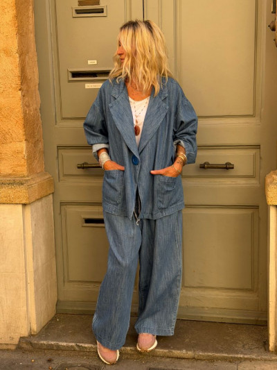 Veste PAULA en jean foncé 2