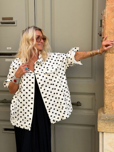 Veste TYLER en jean a pois