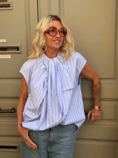 Top ROSA rayé blanc 3