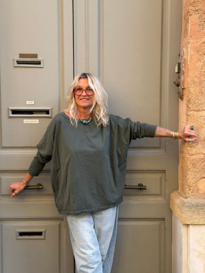 T-shirt NINETTE loose kaki foncé