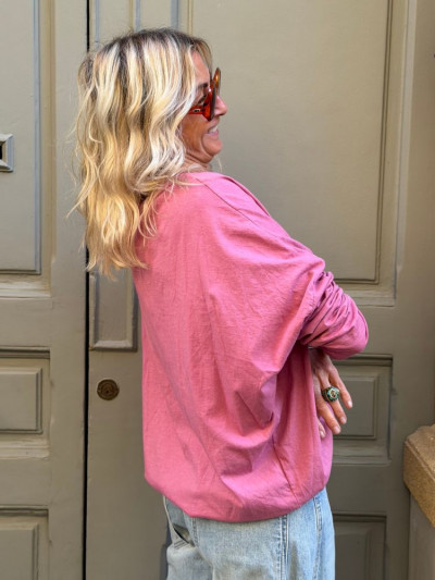 T-shirt NINETTE loose rose délavé