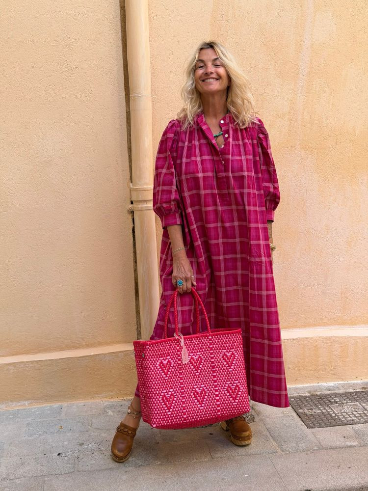 Robe SACHA fuchsia à carreaux