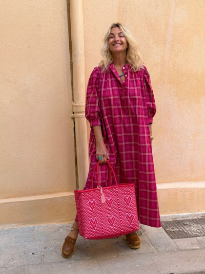 Robe SACHA fuchsia à carreaux