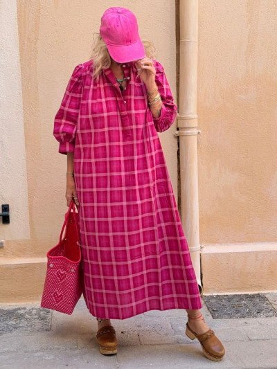 Robe SACHA fuchsia à carreaux
