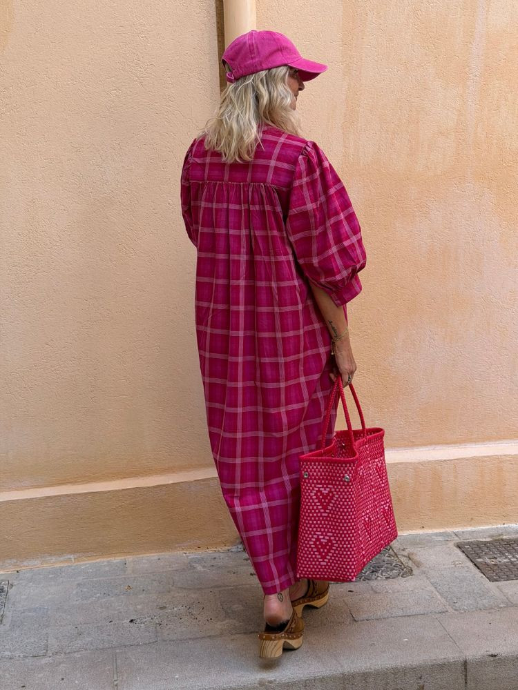 Robe SACHA fuchsia à carreaux
