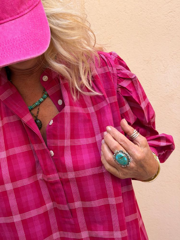 Robe SACHA fuchsia à carreaux
