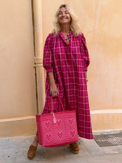 Robe SACHA fuchsia à carreaux