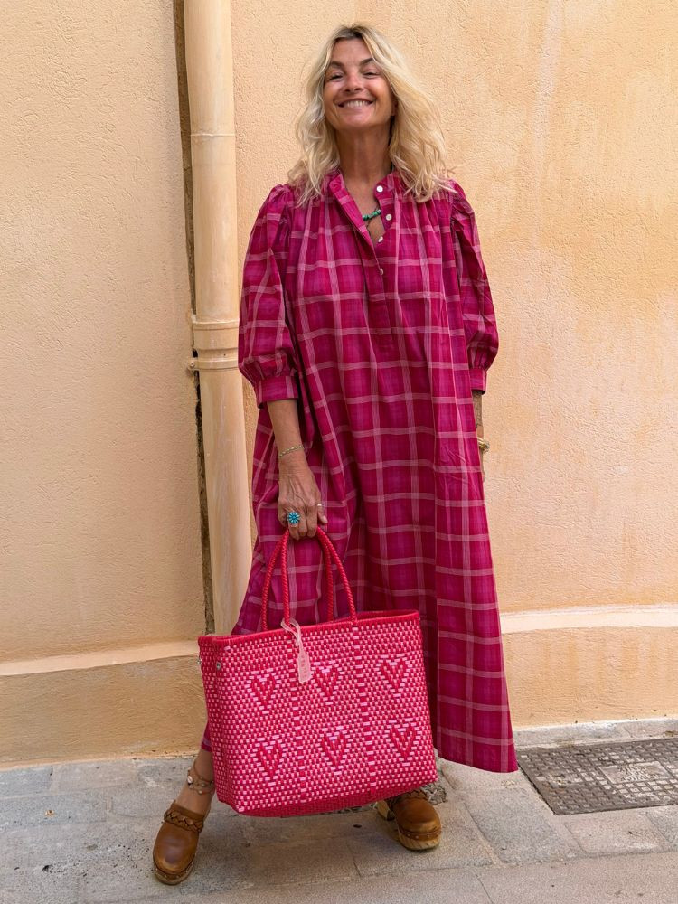 Robe SACHA fuchsia à carreaux