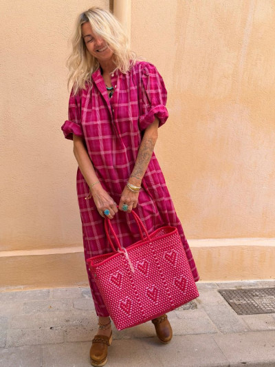 Robe SACHA fuchsia à carreaux