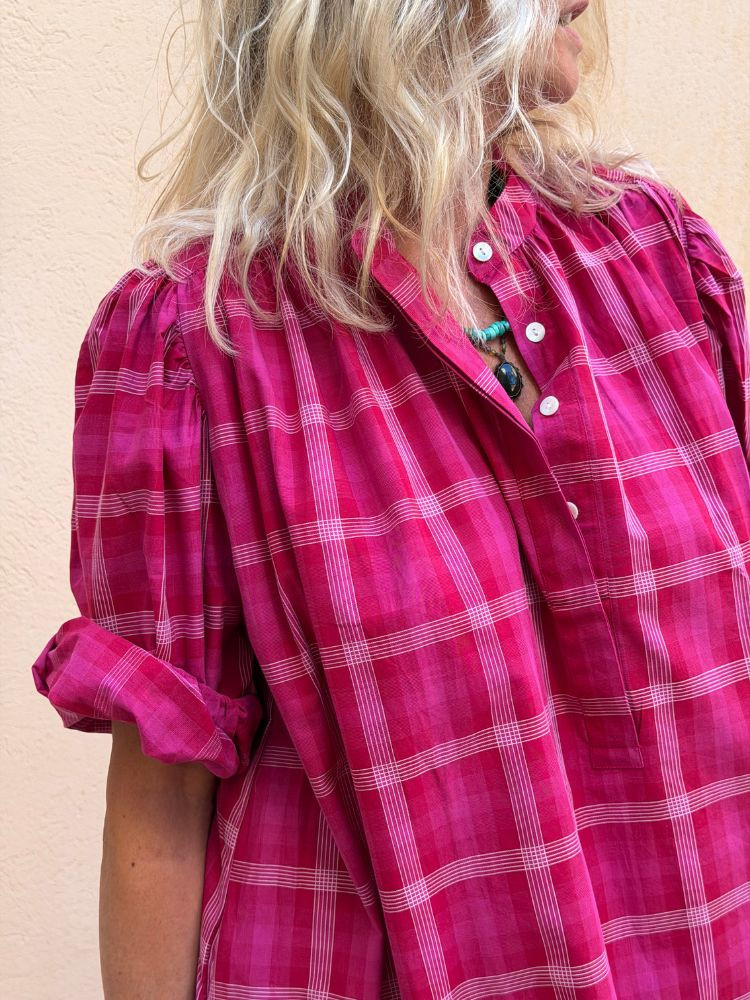Robe SACHA fuchsia à carreaux