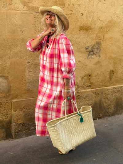 Robe SACHA rose à carreaux