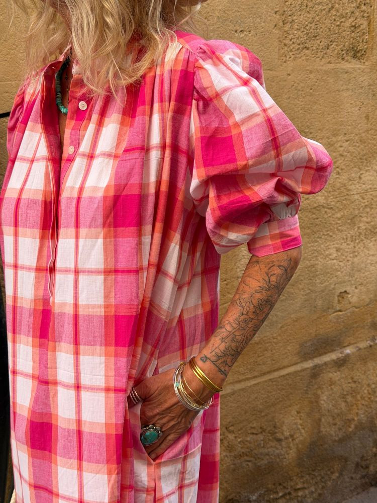 Robe SACHA rose à carreaux