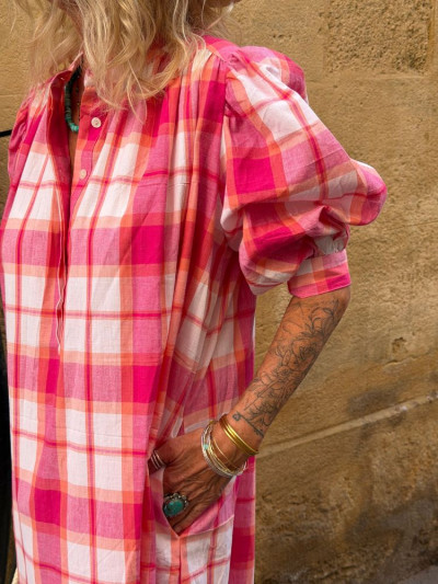 Robe SACHA rose à carreaux
