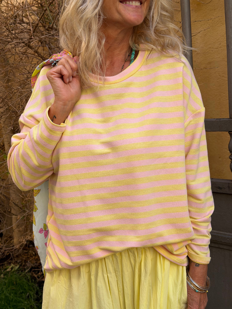 T-shirt LOU marinière rose jaune ML