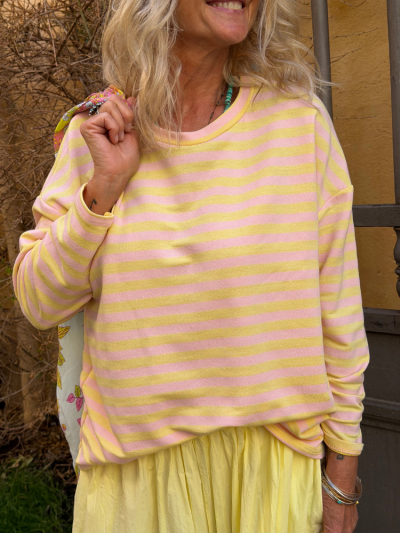 T-shirt LOU marinière rose jaune ML