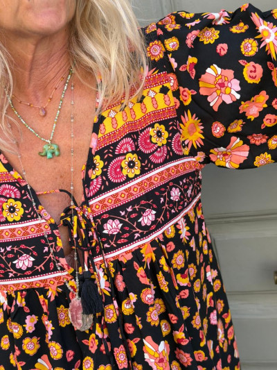 Robe AGATHE noir & rose