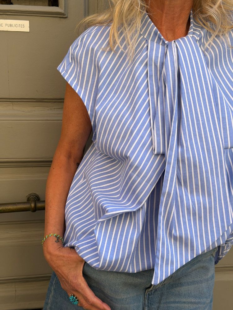 Top ROSA rayé bleu 2