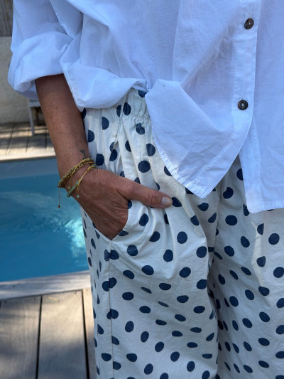 Pantalon ALEX à pois bleu