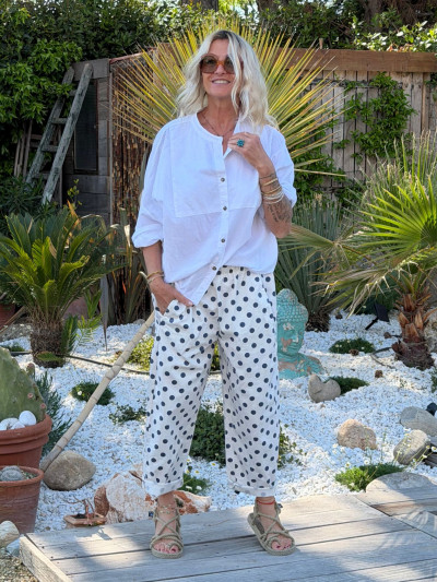 Pantalon ALEX à pois bleu 2