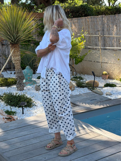 Pantalon ALEX à pois bleu