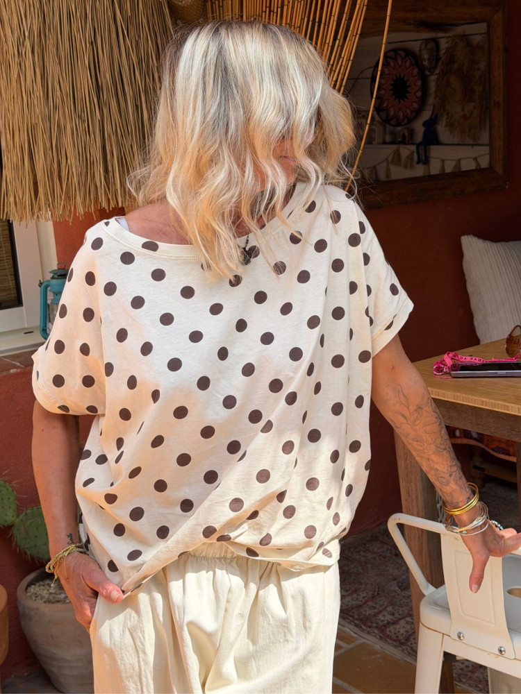 T-shirt PAUL écru à pois