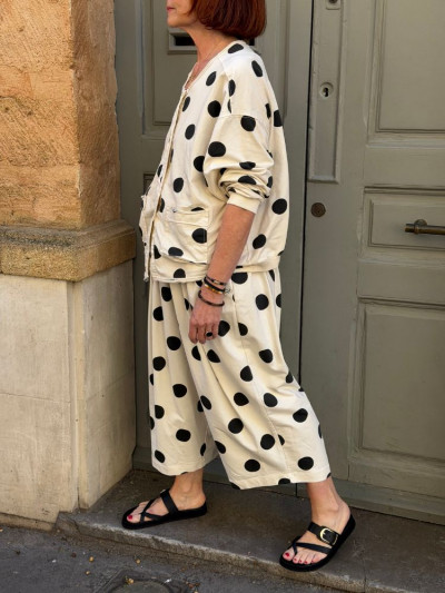 Gilet BELLA écru à pois 2