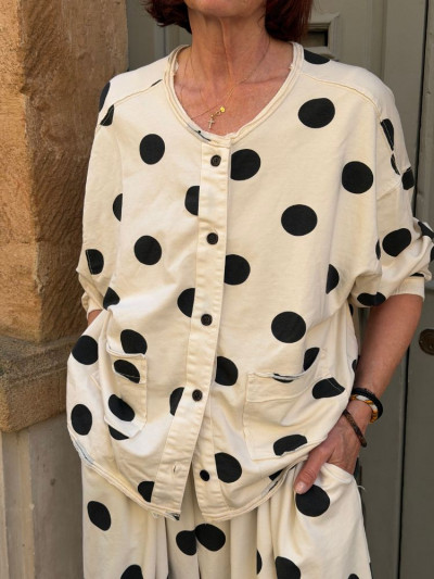 Gilet BELLA écru à pois