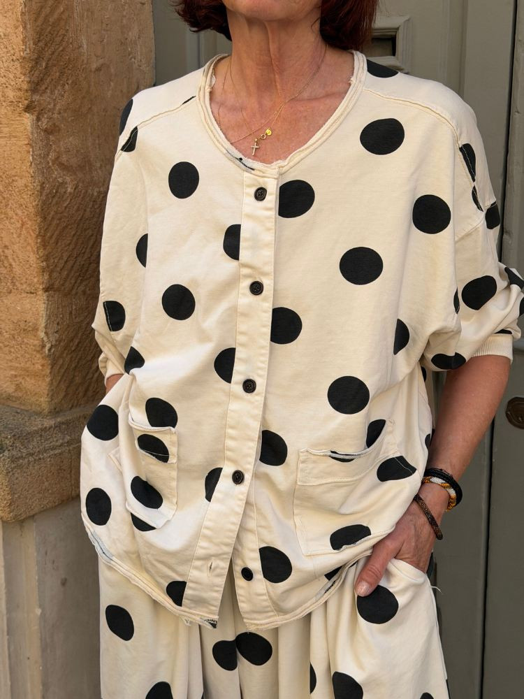 Gilet BELLA écru à pois