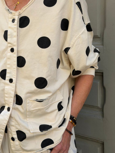 Gilet BELLA écru à pois