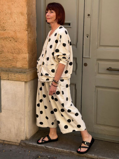 Gilet BELLA écru à pois