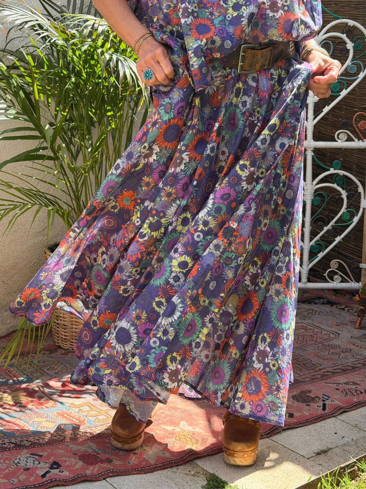 Jupe DAISY violet à fleurs