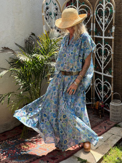 Jupe DAISY fleurs bleu