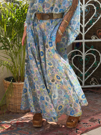 Jupe DAISY fleurs bleu