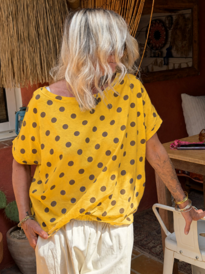 T-shirt PAUL jaune à pois