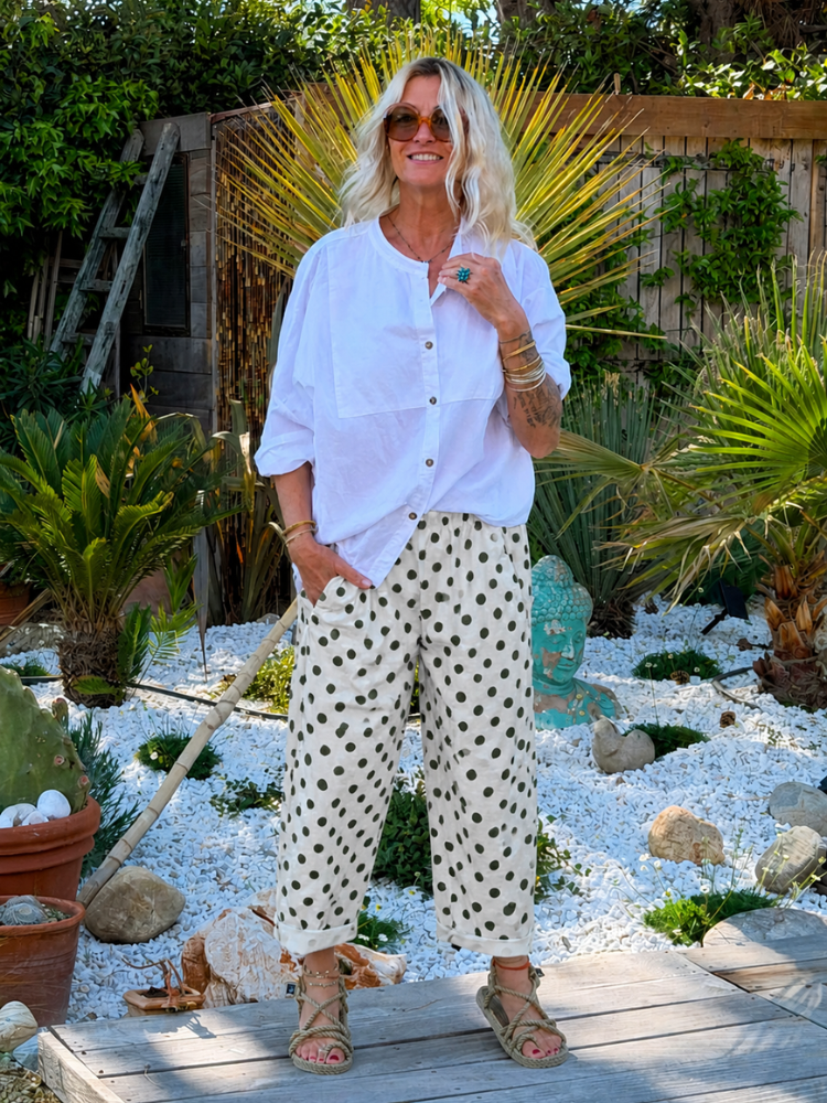 Pantalon ALEX à pois kaki