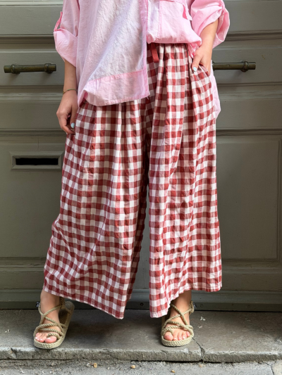 Pantalon VICTOR carreaux bordeaux