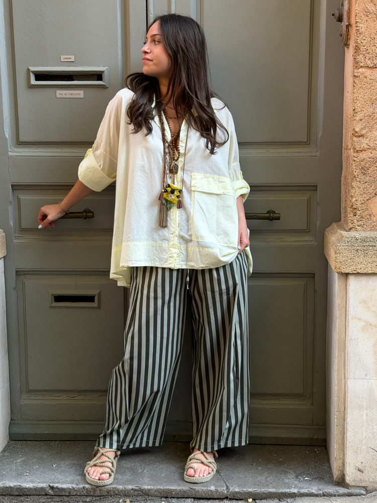 Pantalon NOVA rayé kaki