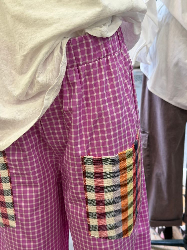 Pantalon MARCUS rose à carreaux