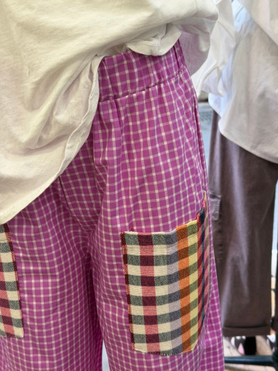 Pantalon MARCUS rose à carreaux