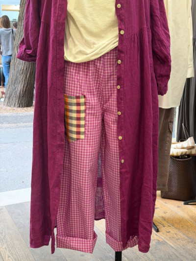 Pantalon MARCUS rose à carreaux